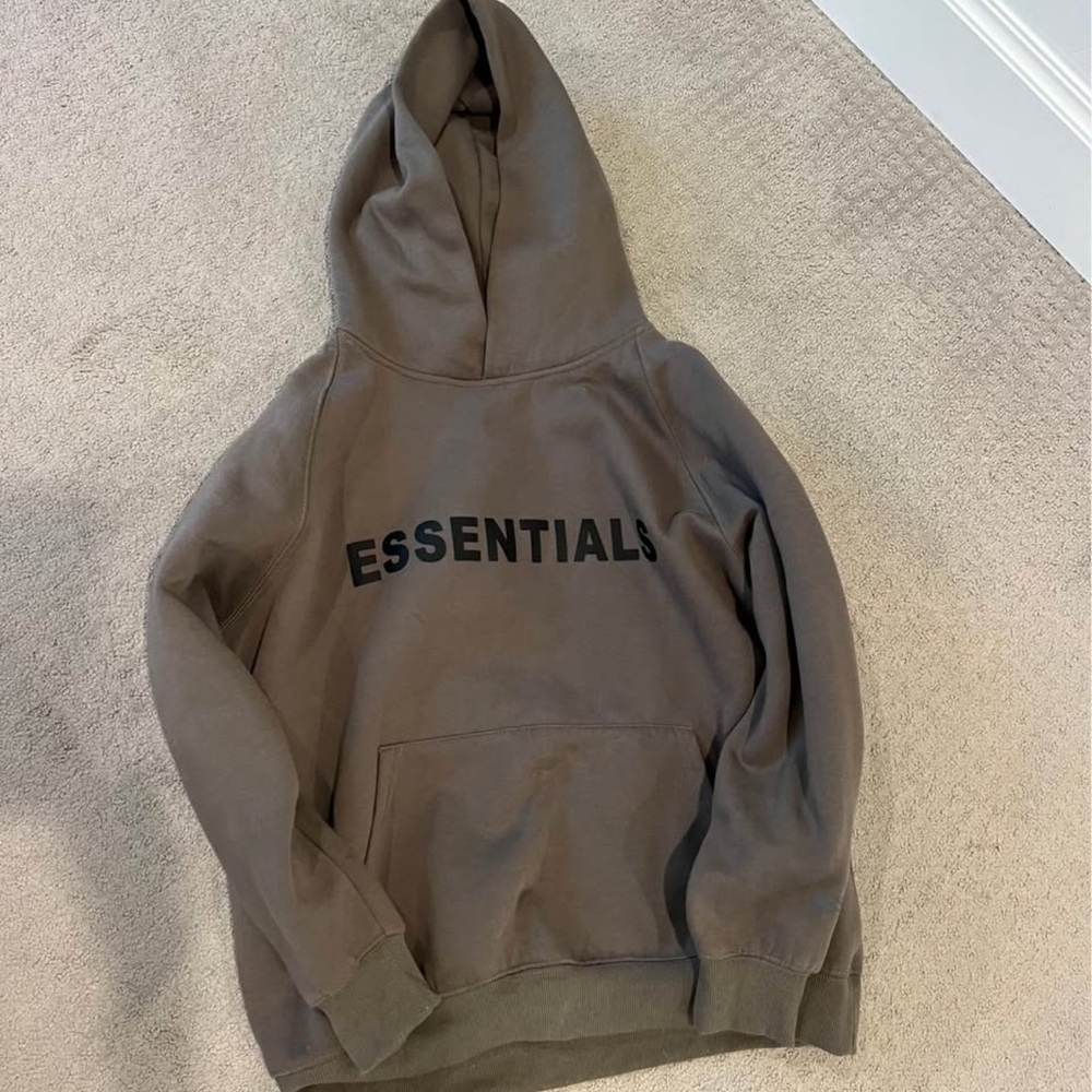 Fear of God ESSENTIALS Brown Hoodie with Black Logo